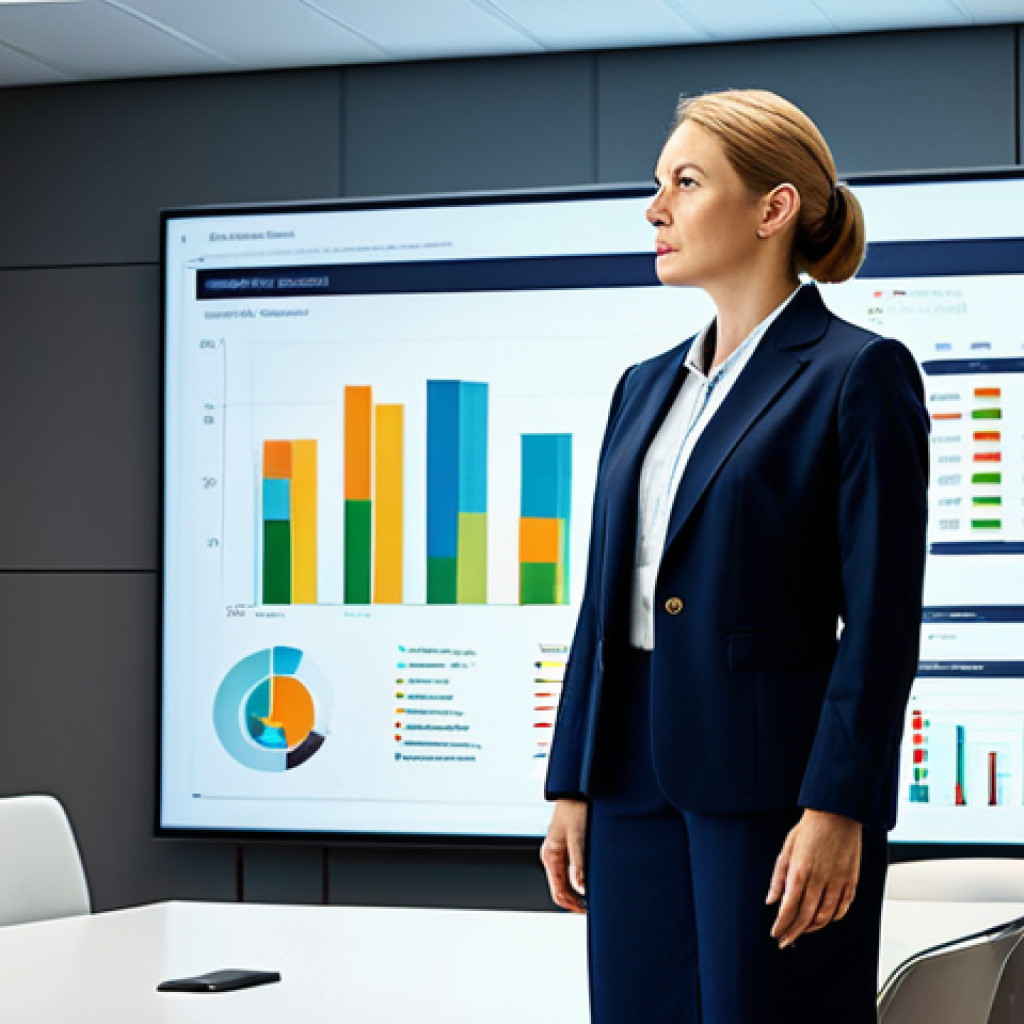 **

"A professional female economist giving a presentation on macroeconomic trends, standing in front of a large screen displaying charts and graphs, fully clothed in a modest business suit, modern conference room setting, professional lighting, safe for work, appropriate content, perfect anatomy, natural proportions, professional, high quality."

**