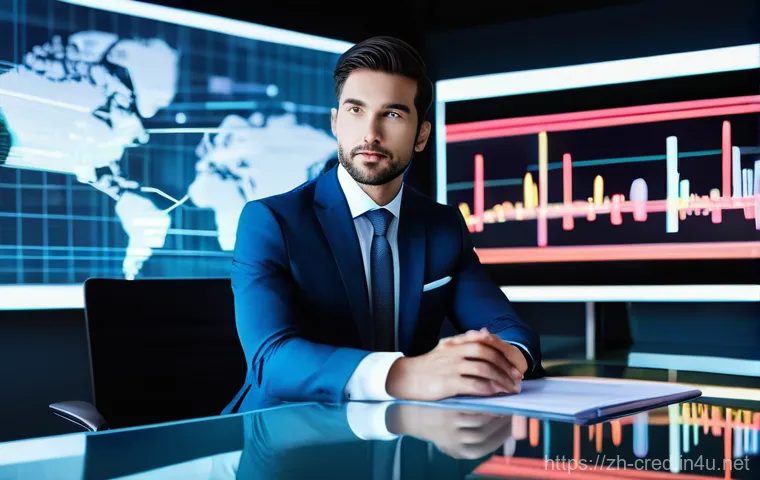 신용분석사 진출 가능한 금융 분야 - **Prompt:** A professional credit analyst, late 20s to early 30s, dressed in a sharp business suit, ...