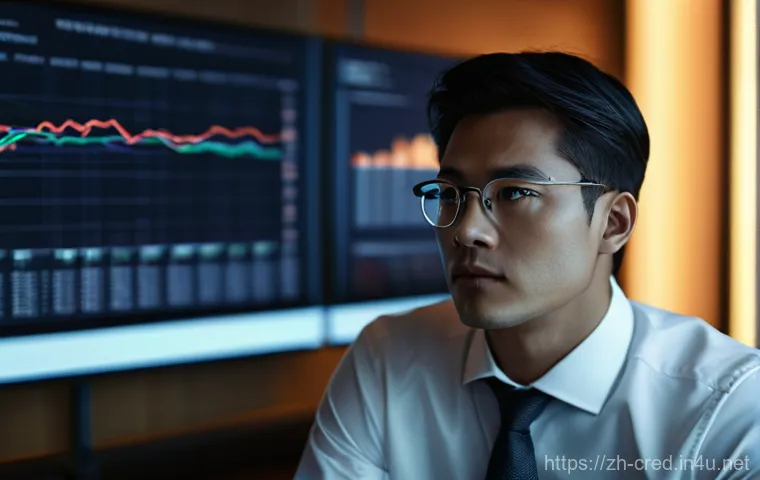 신용분석사로서의 전문성 쌓기 - **Prompt:** "A highly intelligent, modern credit analyst, a male in his late 30s, stands in a sleek,...