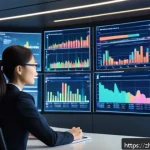 신용분석사와 신용 한도 분석 - A modern financial analyst in a sleek office environment, deeply analyzing diverse personal financia...