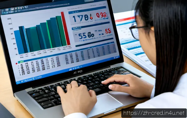 신용분석사 실무와 학문적 이론의 차이 - Photorealistic split-scene of a credit analyst in a modern corporate office reviewing financial char...