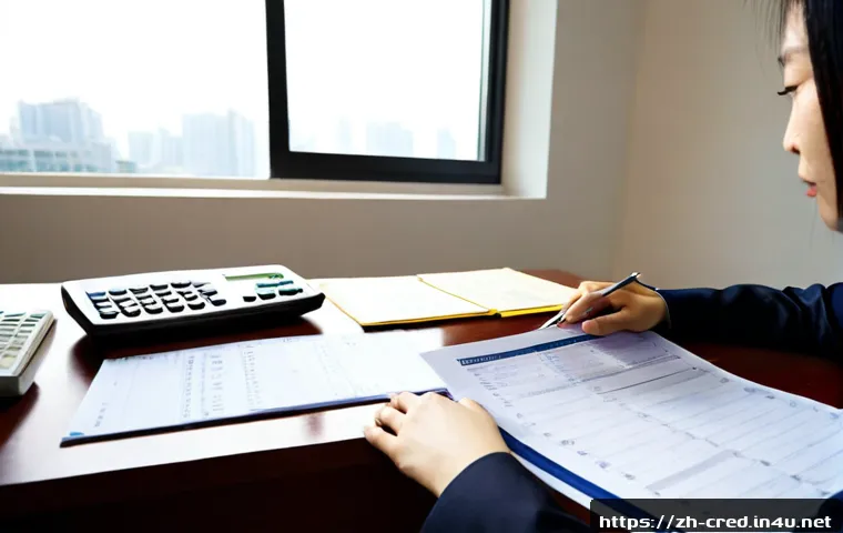 신용분석사로서의 윤리적 문제 해결 - Photorealistic credit analyst in a modern Chinese financial office, thoughtfully reviewing two anony...
